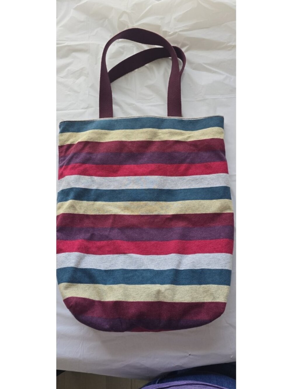 American Eagle Outfitters Striped Multicolor Tote Bag Zip Closure - Picture 2 of 3